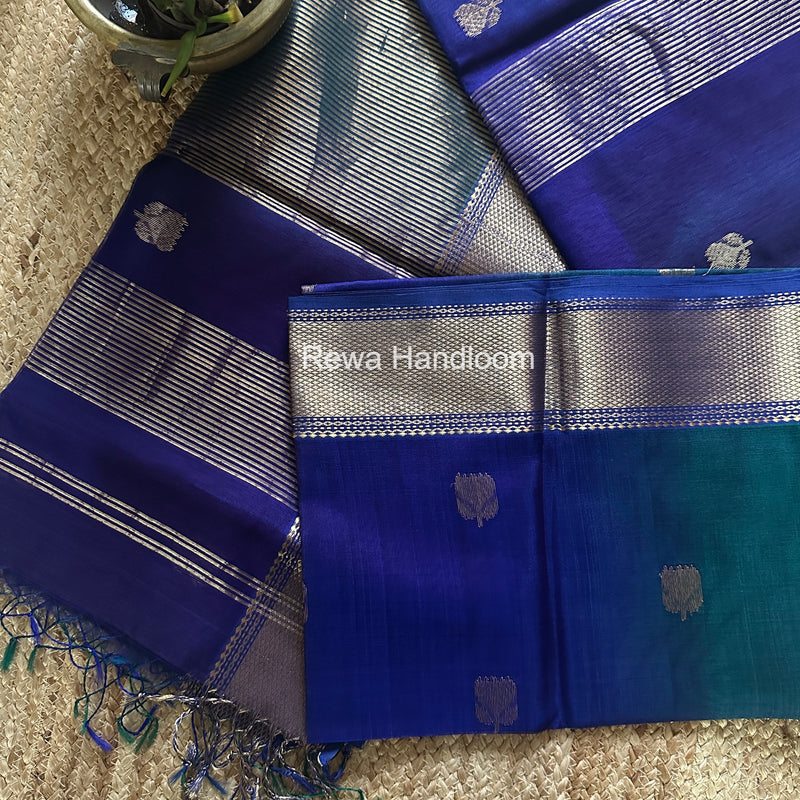 Maheshwari Blue Lotus Shaded Butta Saree SLB029