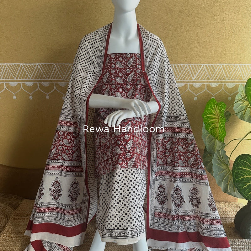 Bagh Print Cotton Suit 