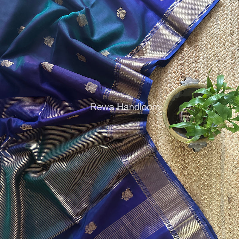 Maheshwari Blue Lotus Shaded Butta Saree SLB029