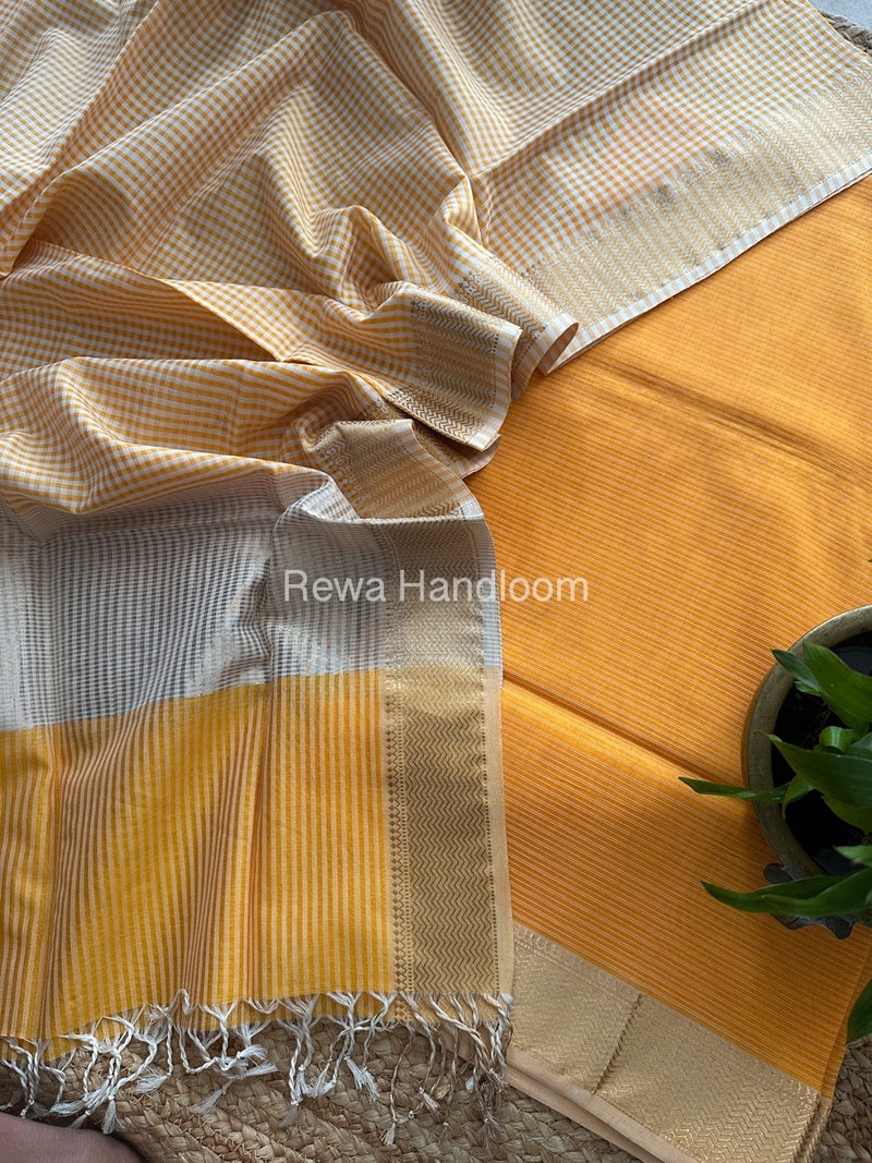 Maheshwari Orange Checks Dress Material CPT23