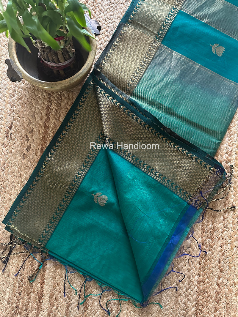Maheshwari Green Lotus Shaded Butta Saree SLB030