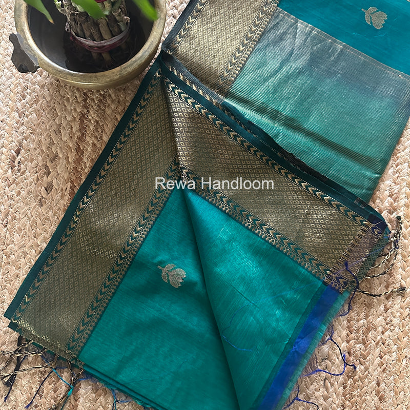 Maheshwari Green Lotus Shaded Butta Saree SLB030