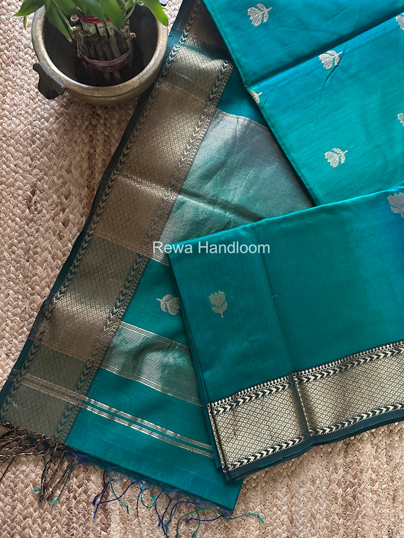 Maheshwari Green Lotus Shaded Butta Saree SLB030