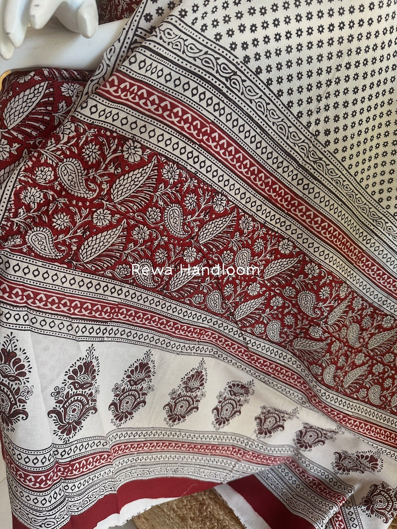 Red-White Bagh Print Cotton Suit BGCSJ089