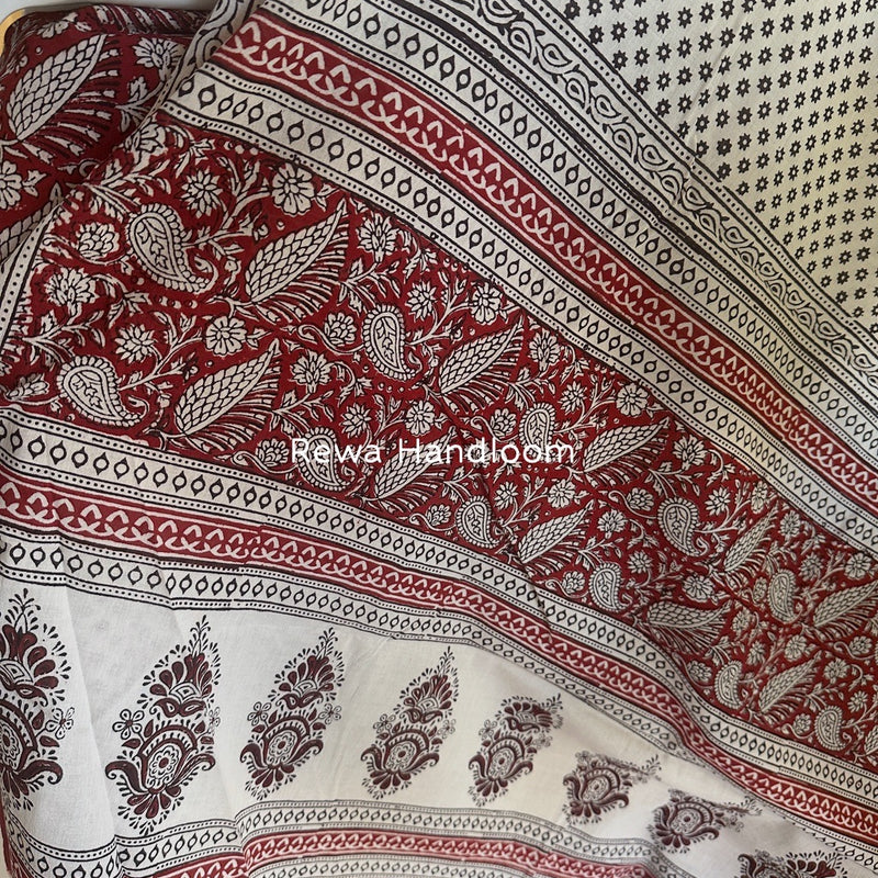 Red-White Bagh Print Cotton Suit BGCSJ089