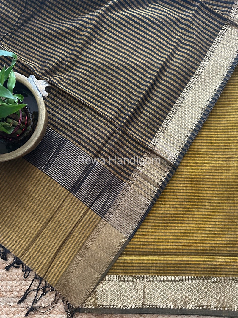 Maheshwari Mustard Green Checks Dress Material CPT17