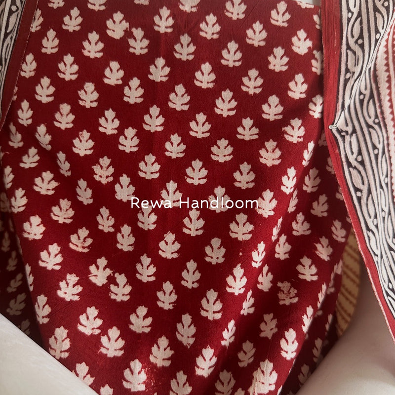 Red-White Bagh Print Cotton Suit BGCSJ0101