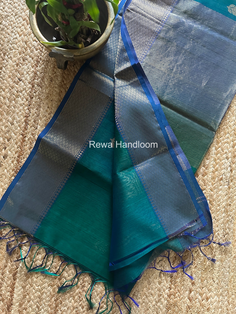 Maheshwari Green Lotus Shaded Butta Saree SLB028