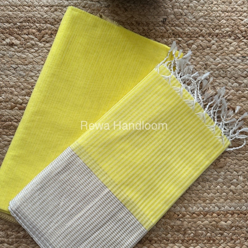 Maheshwari Lemon Yellow Checks Dress Material CPT24