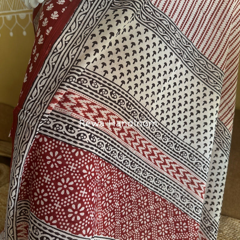 Red-White Bagh Print Cotton Suit BGCSJ0101