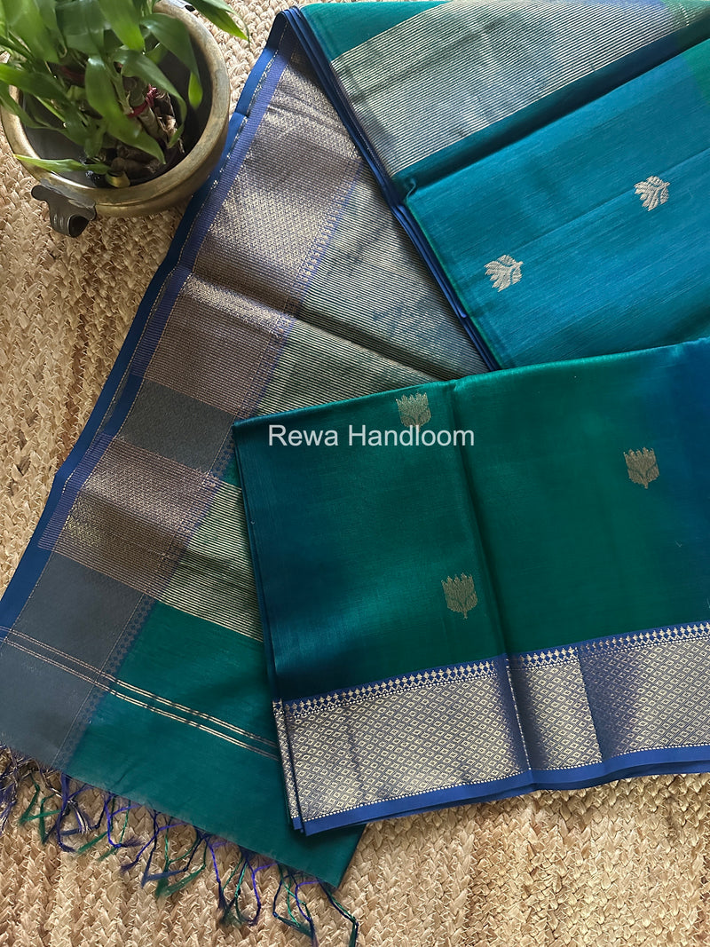 Maheshwari Green Lotus Shaded Butta Saree SLB028