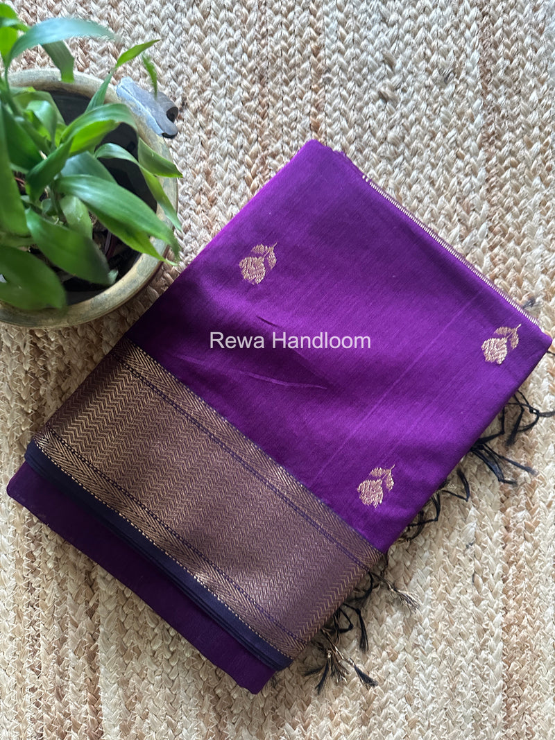 Maheshwari Purple Lotus Butta Saree LLBS063