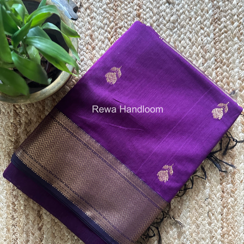 Maheshwari Purple Lotus Butta Saree LLBS063