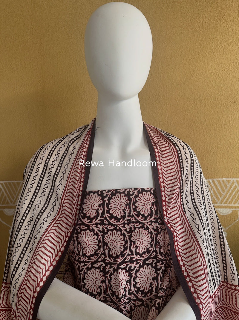 Black-White Bagh Print Cotton Suit BGCSJ0141