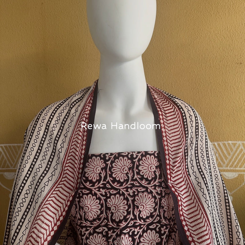 Black-White Bagh Print Cotton Suit BGCSJ0141