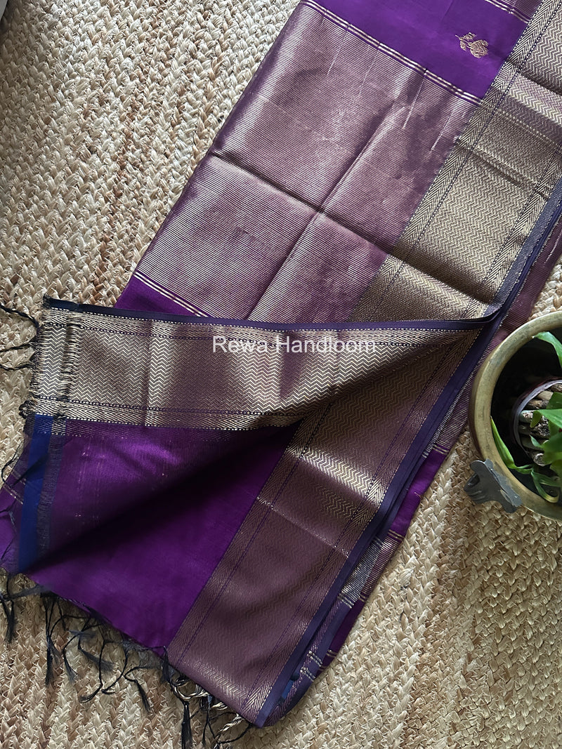 Maheshwari Purple Lotus Butta Saree LLBS063