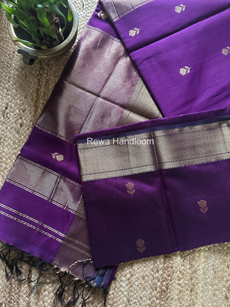 Maheshwari Purple Lotus Butta Saree LLBS063