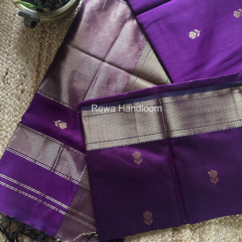 Maheshwari Purple Lotus Butta Saree LLBS063