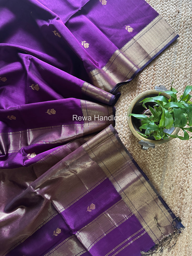 Maheshwari Purple Lotus Butta Saree LLBS063