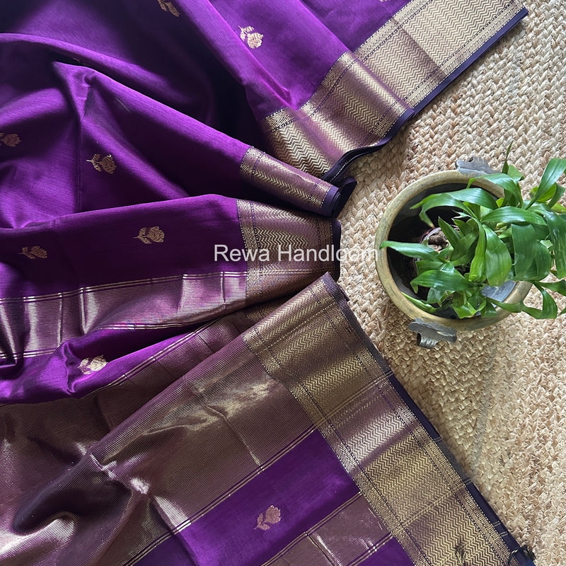 Maheshwari Purple Lotus Butta Saree LLBS063