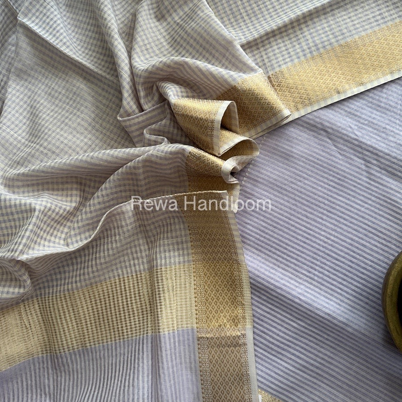 Maheshwari Light Lavender Checks Dress Material CPT11