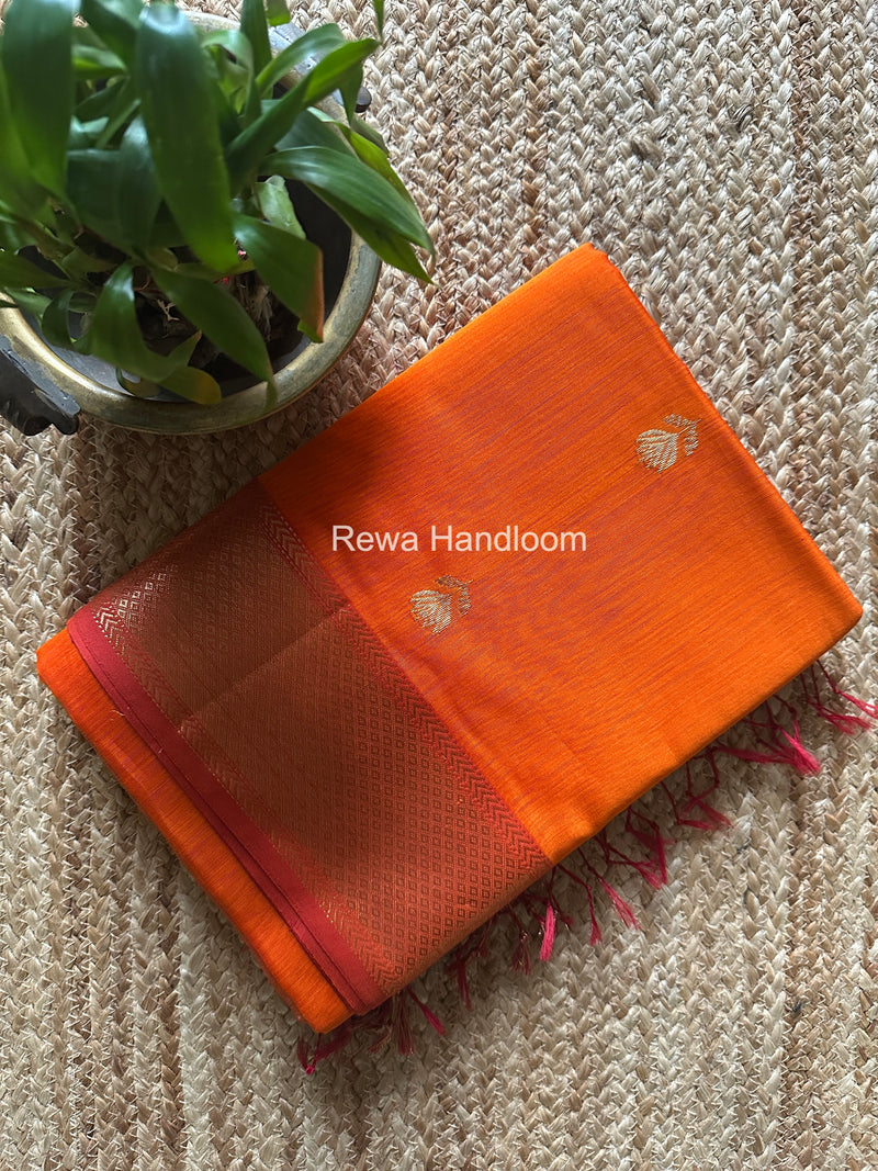 Maheshwari Orange Lotus Butta Saree LLBS053