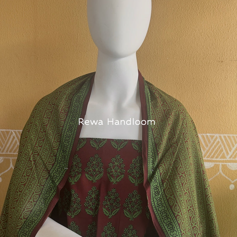 Maroon-Green Bagh Print Cotton Suit BGCSJ0124