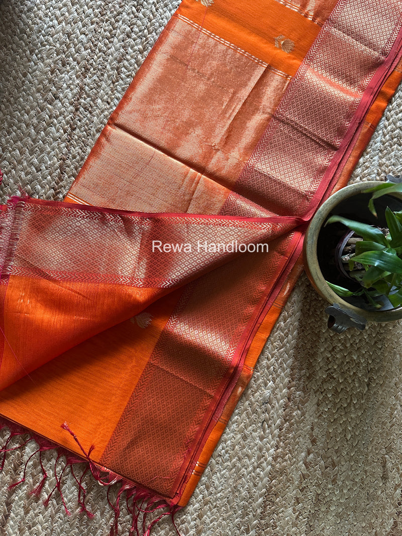 Maheshwari Orange Lotus Butta Saree LLBS053