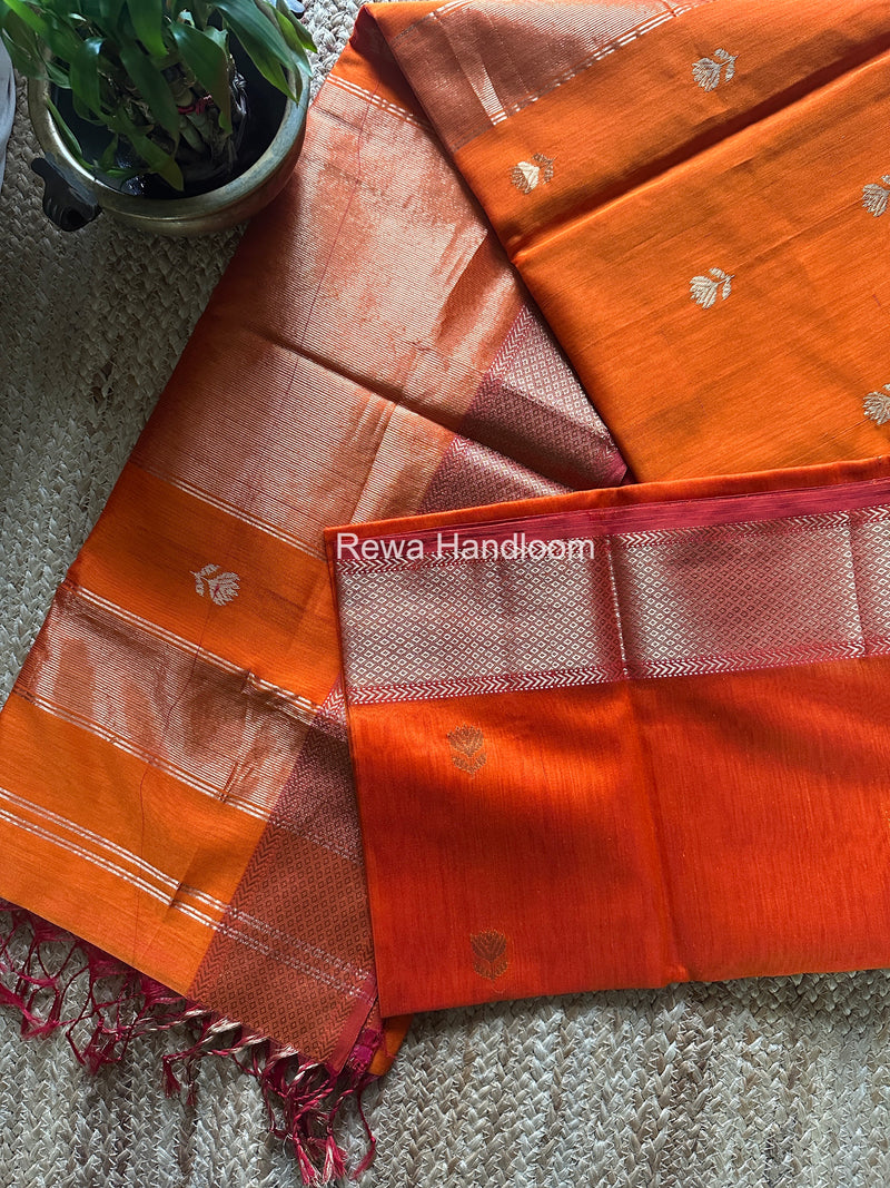 Maheshwari Orange Lotus Butta Saree LLBS053
