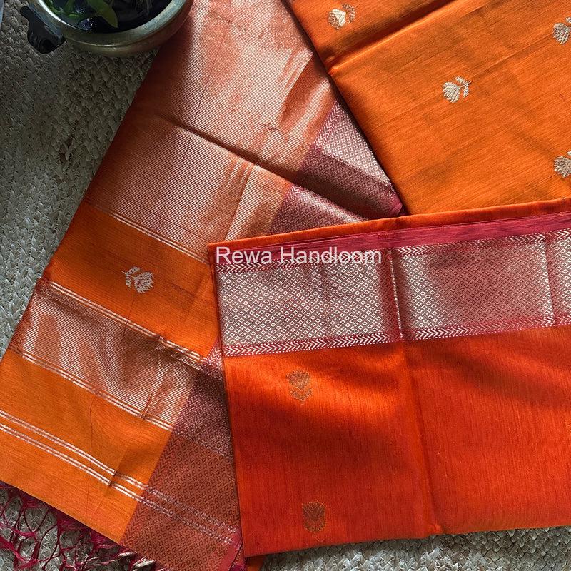 Maheshwari Orange Lotus Butta Saree LLBS053