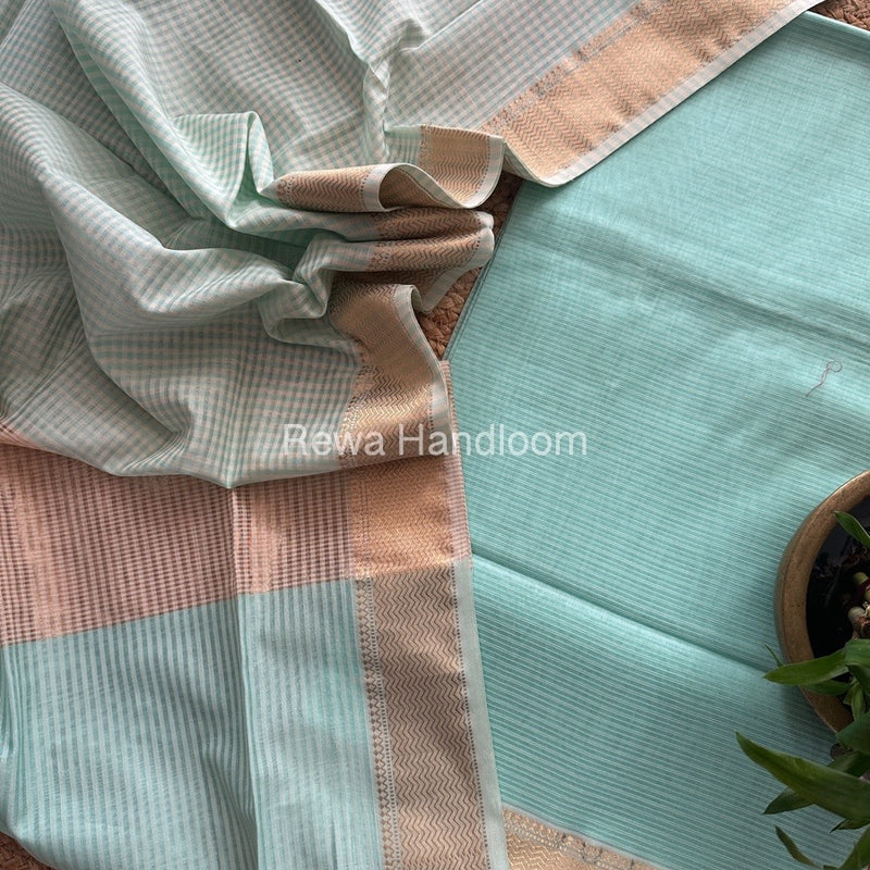 Maheshwari Light Green Checks Dress Material CPT22