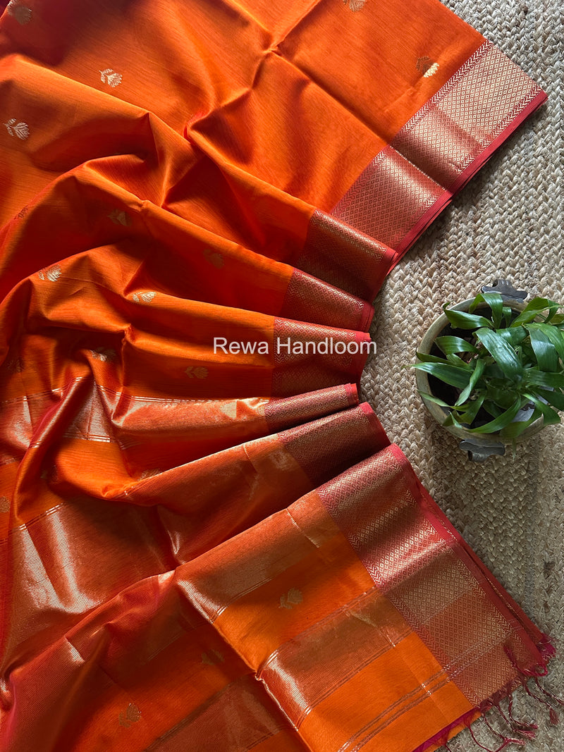 Maheshwari Orange Lotus Butta Saree LLBS053