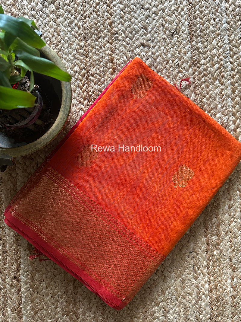 Maheshwari Orange Lotus Butta Saree LLBS058