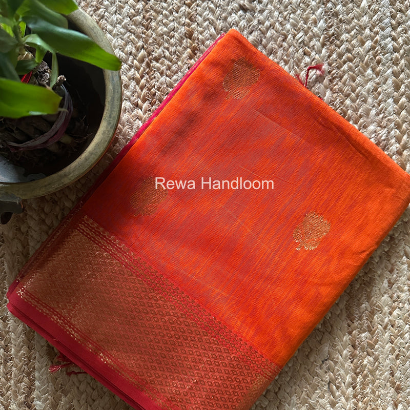 Maheshwari Orange Lotus Butta Saree LLBS058