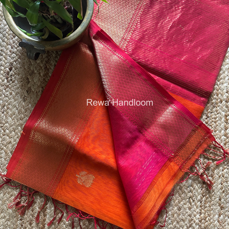 Maheshwari Orange Lotus Butta Saree LLBS058