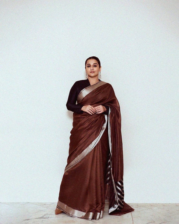 Wine Chanderi Pattu Silk Saree CPSS03