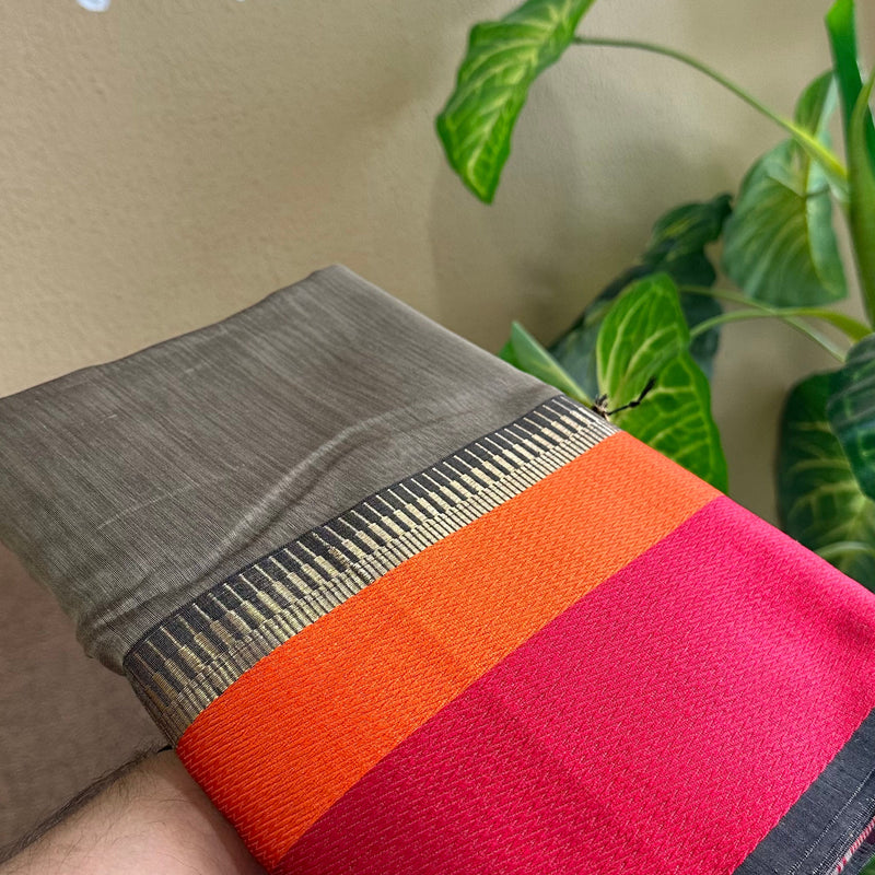 Maheshwari Tusser Multicolor Border Saree