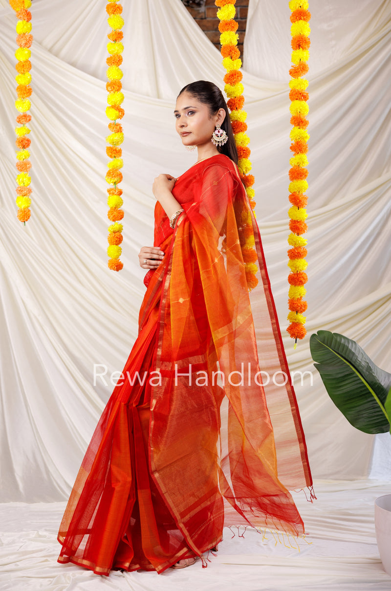 Lining Butti Shaded Maheshwari Saree