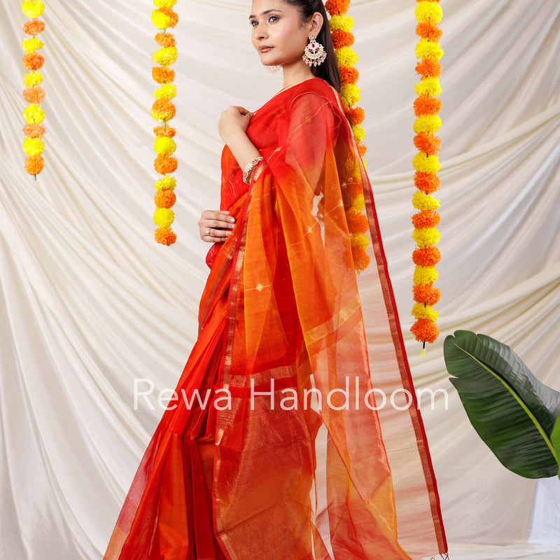 Lining Butti Shaded Maheshwari Saree