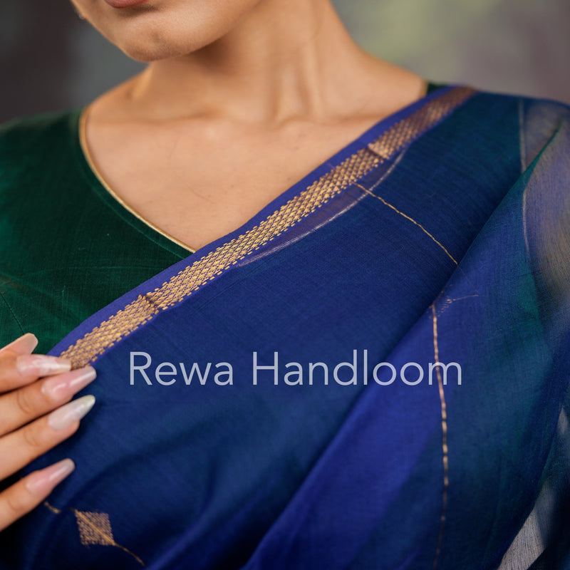 Blue Lining Butti Shaded Maheshwari Saree SBS071