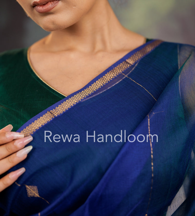 Blue Lining Butti Shaded Maheshwari Saree SBS071