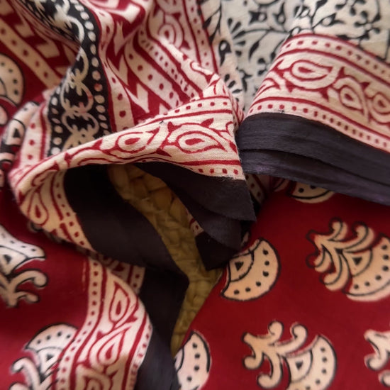 Red-White Bagh Print Cotton Suit-BCS07