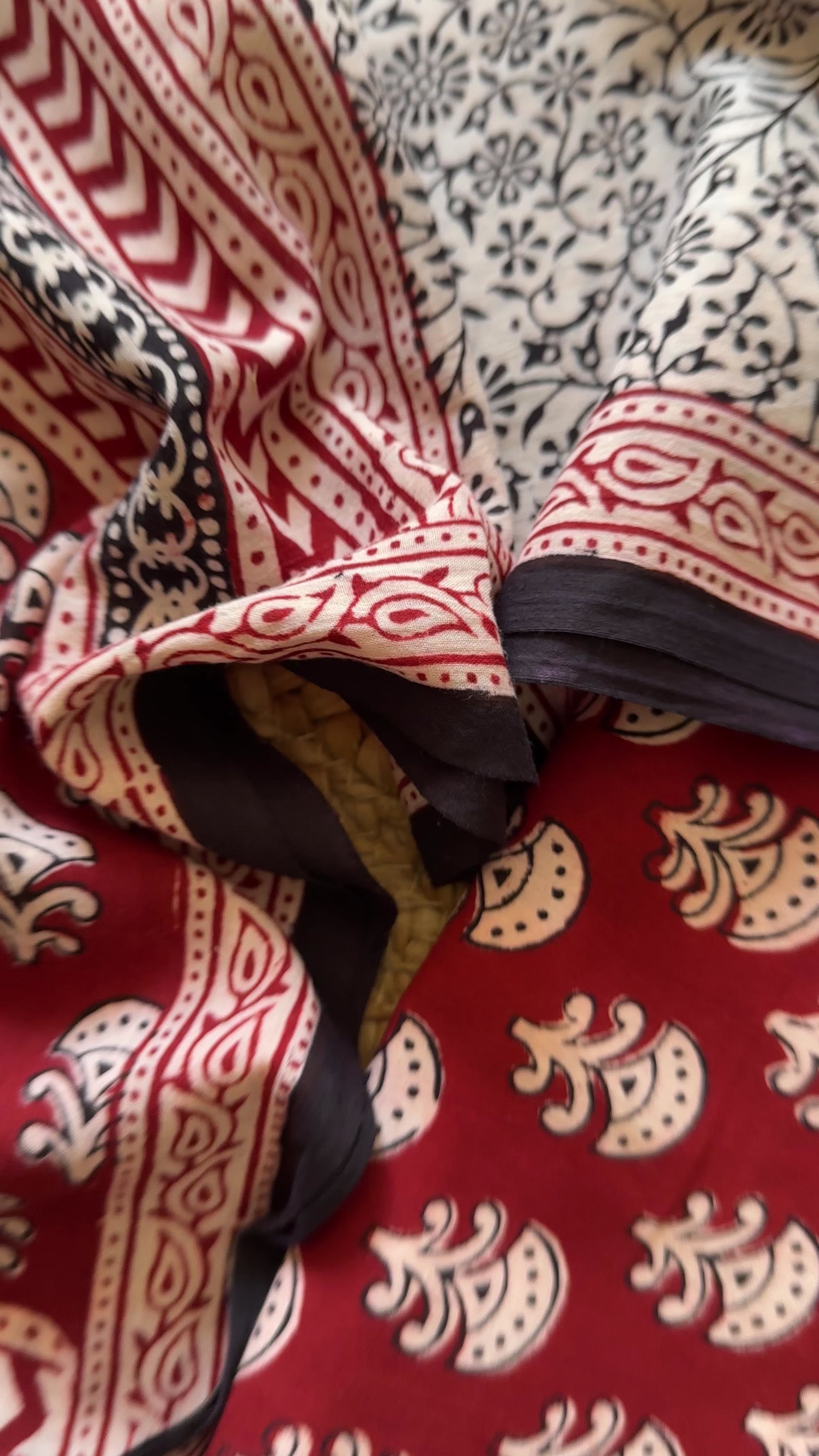 Red-White Bagh Print Cotton Suit-BCS07