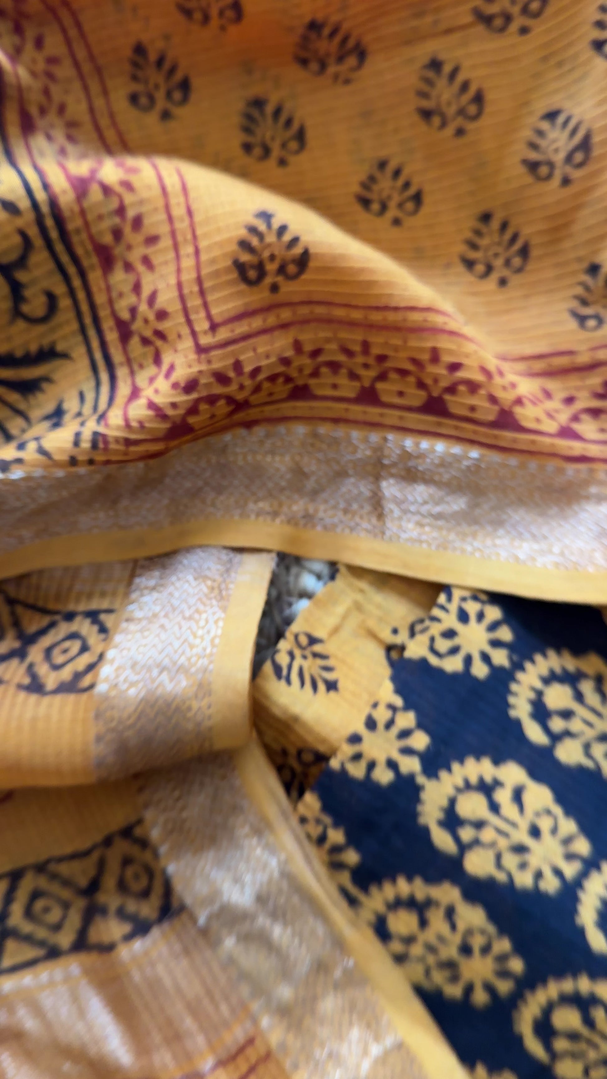 Maheshwari Black- Yellow Bagh Print Suit
