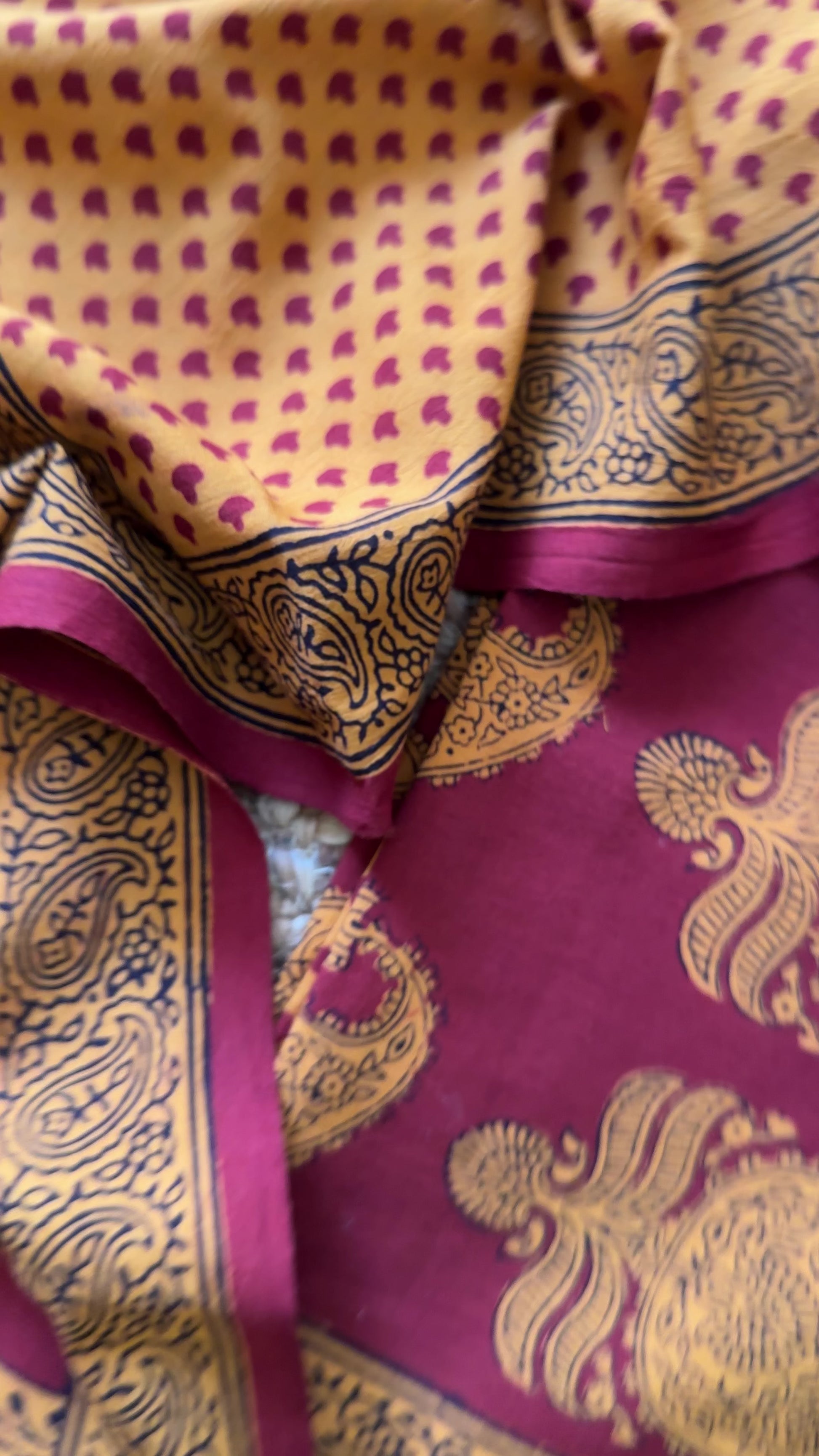 Yellow-Red Bagh Print Cotton Suit with Aami Butta- BCSP15