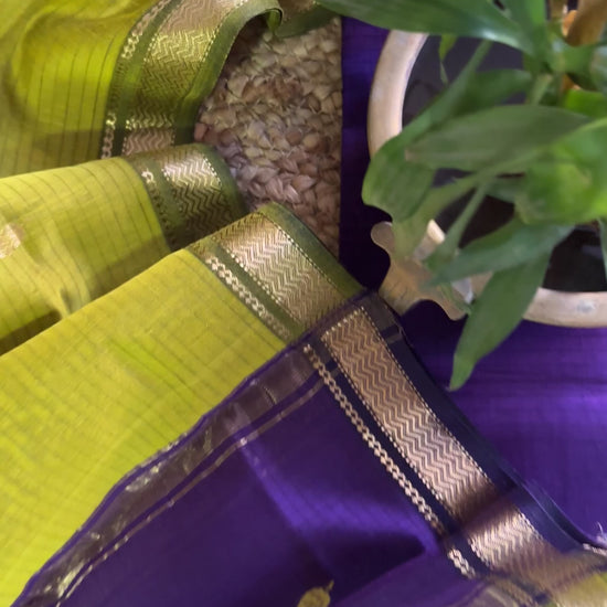 Maheshwari Mehandi Green - Blue Motifs Top Dupatta Sets