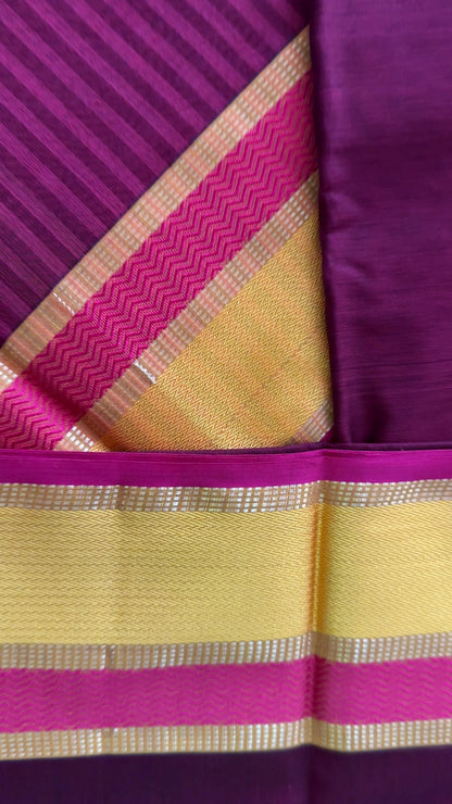 Maheshwari Wine Ganga Jamuna Rewa Border Saree GJD09