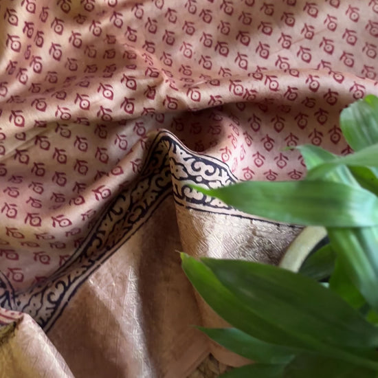 Maheshwari Peach - Red Bagh Print Saree
