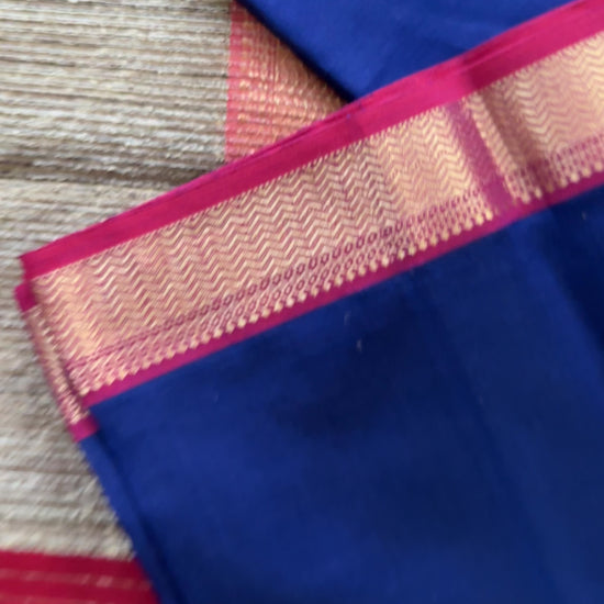 Maheshwari Royal Blue Rewa Border Saree