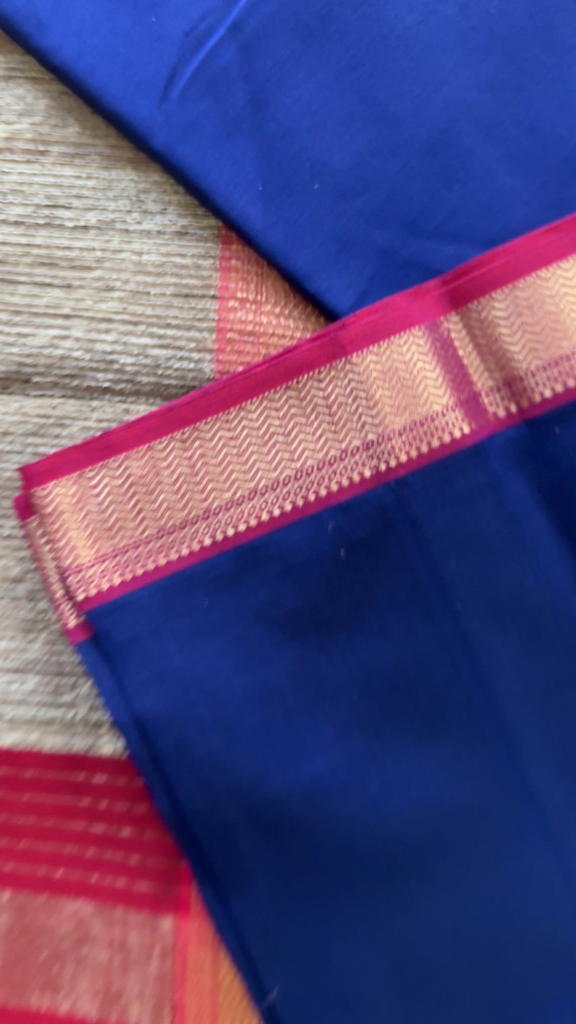 Maheshwari Royal Blue Rewa Border Saree